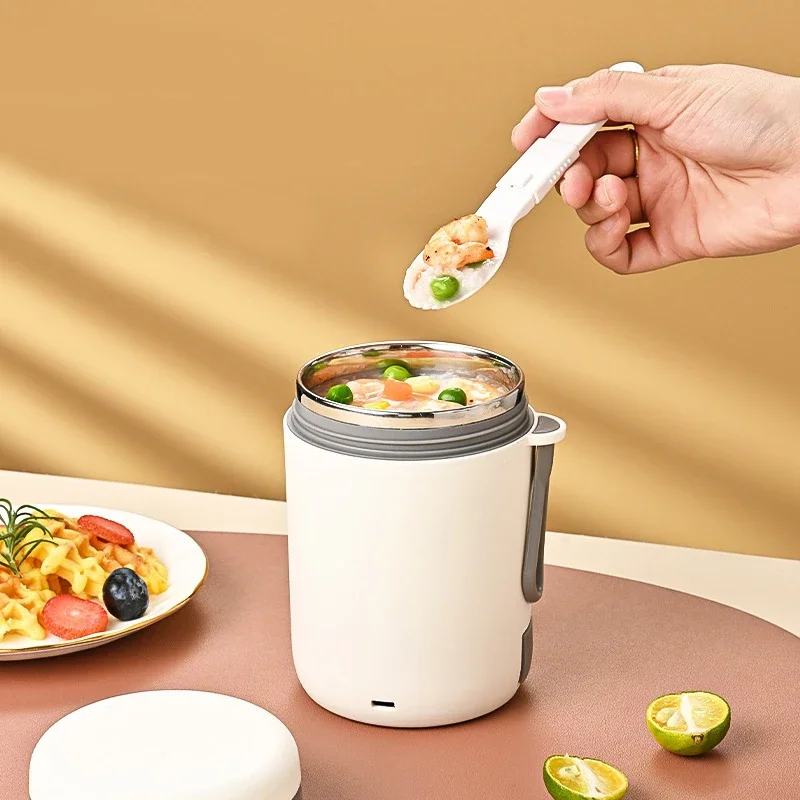

450ML USB Electric Heated Lunch Box 5V 12V 24V Food Warmer Container 304 Stainless Steel Milk Drink Water Heating Leakproof