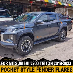 Rivet Style Fender Flares for Mitsubishi Triton L200 2019 2020 2021 2022 2023 Wheel Arches Kits Matte Black 4X4 Car Accessories