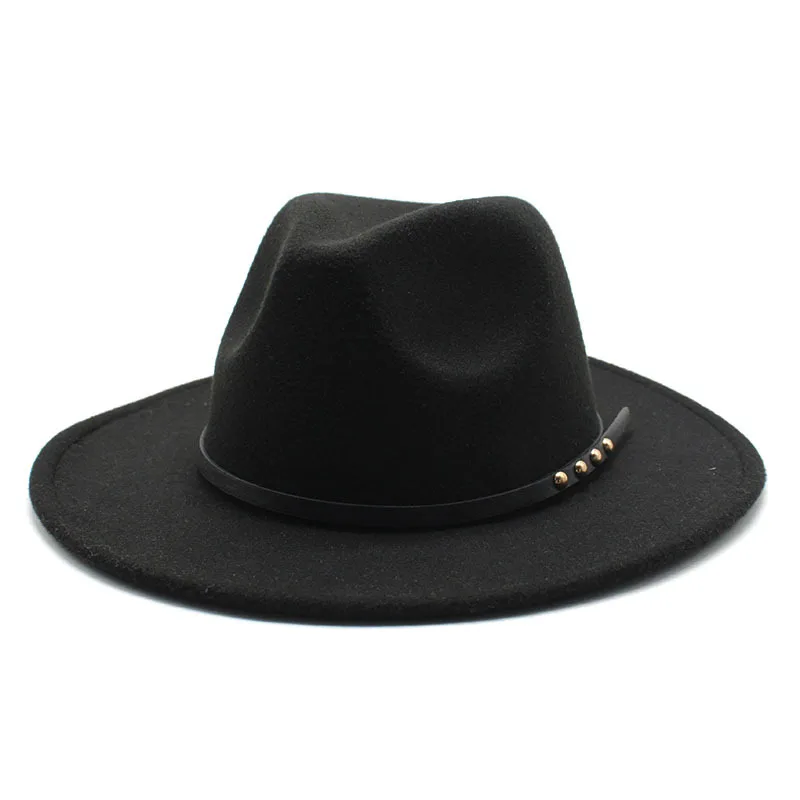 

AliExpress Autumn And Winter New Woolen Hat Flat Brim Broad Brimmed Hat Straight Fedora Hat LMN 010