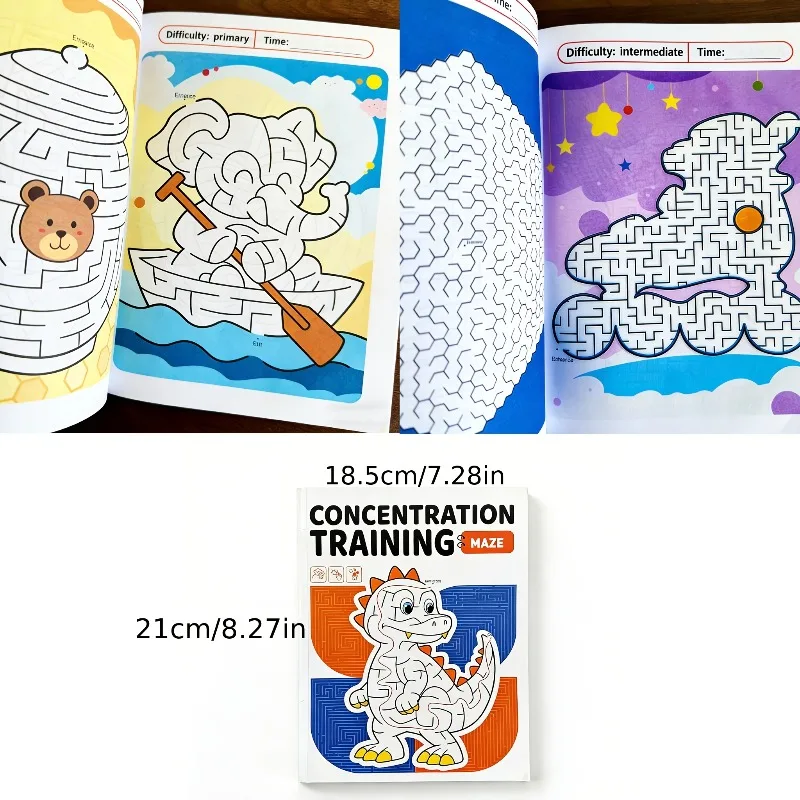 Interaktives Malbuch mit 48 Farbseiten, Niedliches Tier-Thema, Kinder-Zeichenbuch mit Labyrinth-Spiel