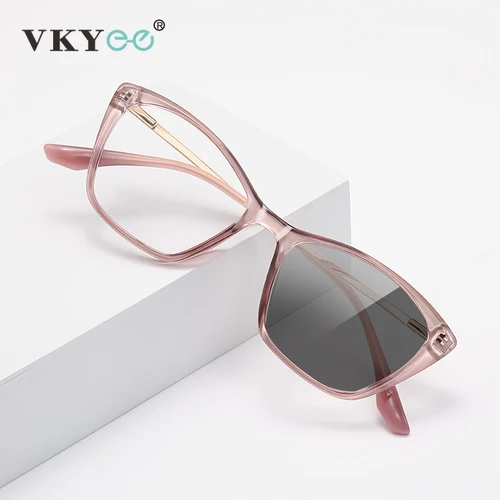 VKYEE, gafas de lectura con luz azul y ojo de gato de Color a la moda para mujer, gafas fotocromáticas personalizables para miopía, prescripción LS208