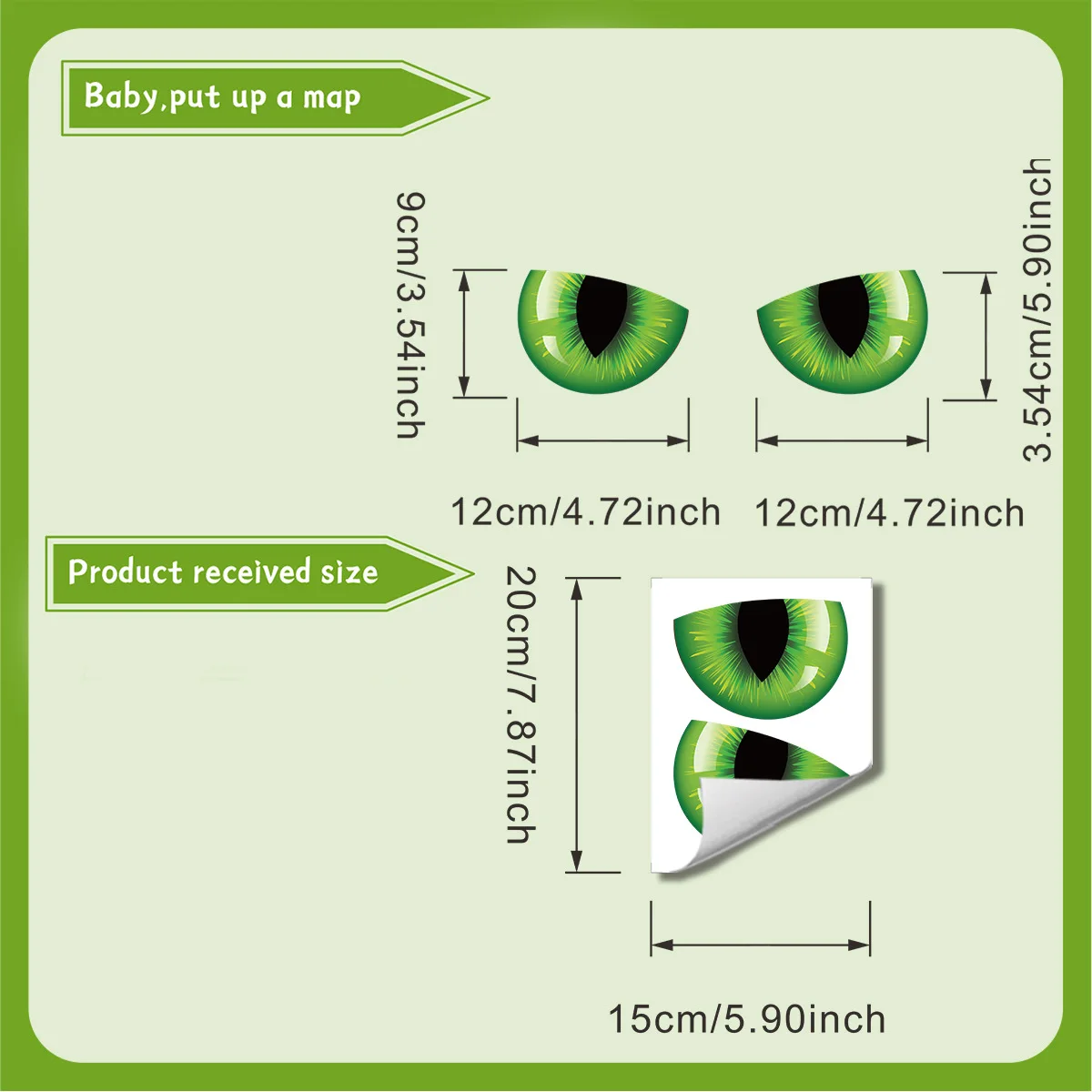 Creative Green Glow Eyes Toilet Lid Sticker Waterproof Self-Adhesive Bathroom Decal Wall Sticker