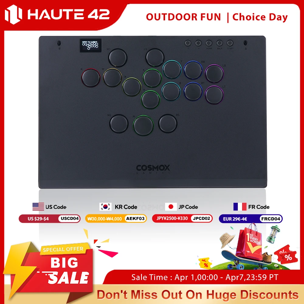 

Haute42 M-Ultra без рычагов хитбокса из алюминиевого сплава для ПК/PS4/PS5/переключателя без наклеек Hitbox Fightstick Arcade Stick