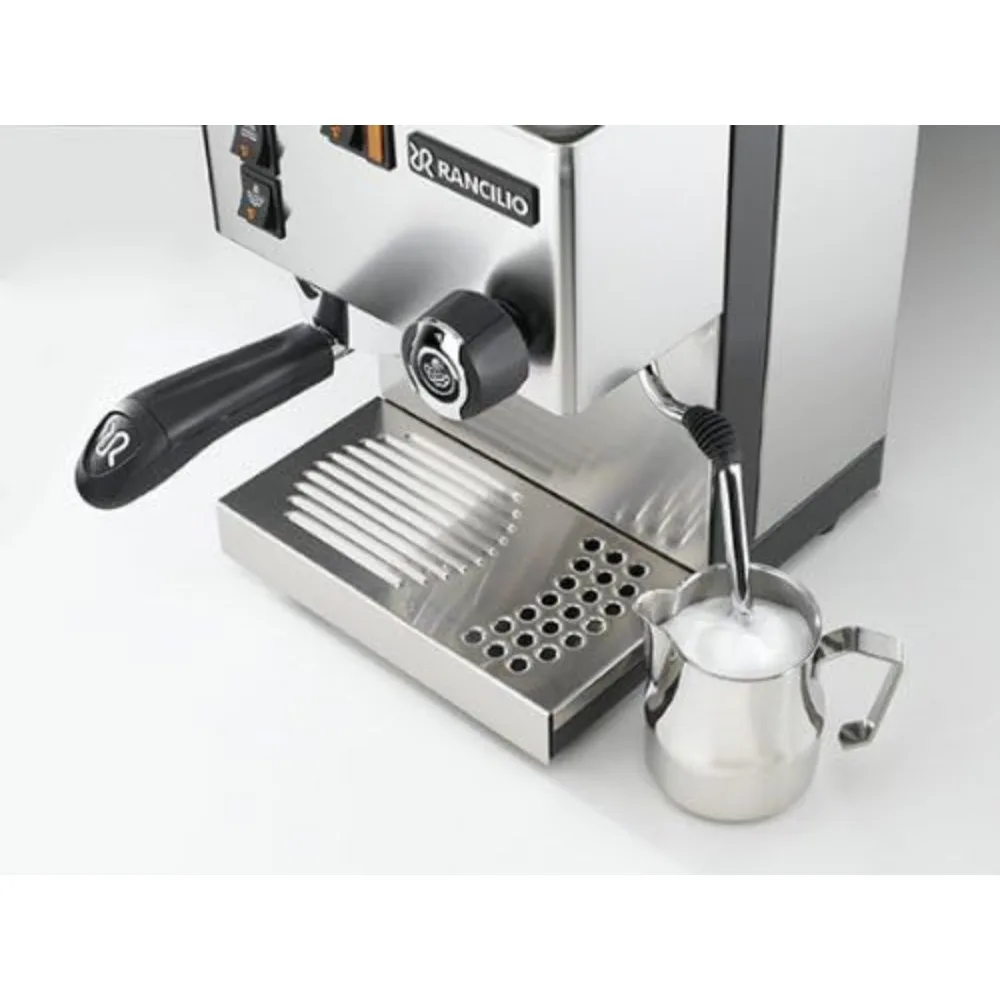 Armário de máquina de café expresso Silvia, 0,3 litros, com estrutura de ferro e painéis laterais de aço inoxidável, 11,4 por 13,4 polegadas