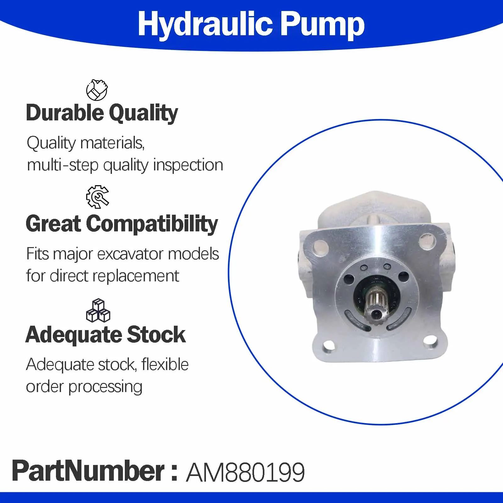AM880199 KP0560CSSS Hydraulic Pump For John Deere Tractor 655 755 756 855 856 F1145