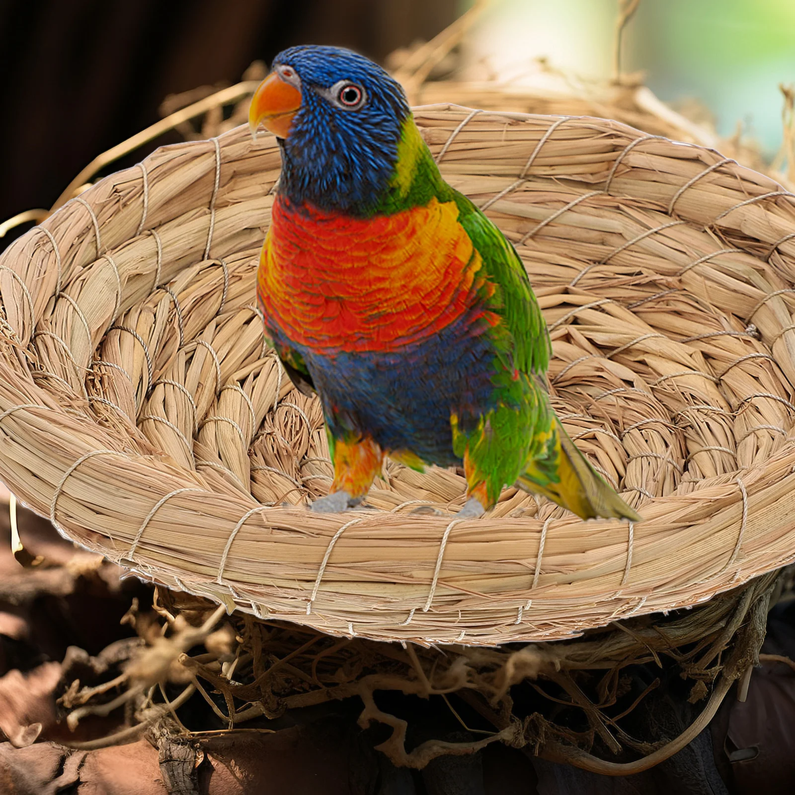 

Handmade Natural Straw Bird Nest House for Parrot Macaw African Small Bird Shelter Breeding Use Straw Nest