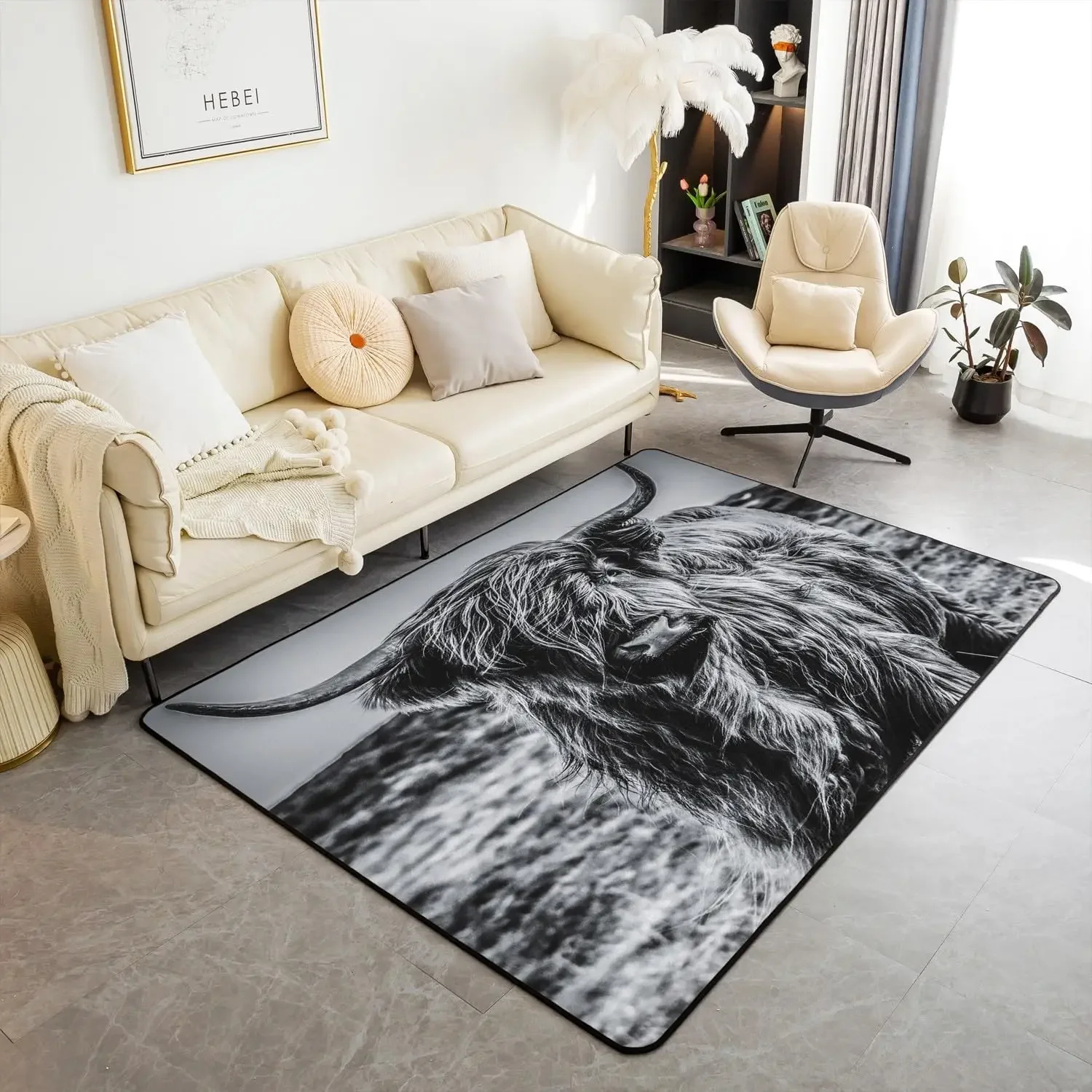 Cow Area Rug Area Rug Milk Cow Decorative Carpet Set for Boys Girls Teens Cartoon Farmhouse Animal Rugs Fruit Indoor Floor Mat