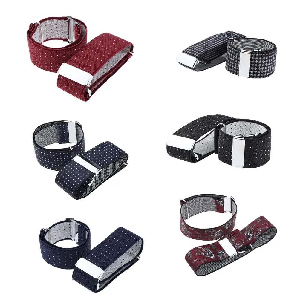 Elastic Jacquard Cuff Sleeve Holders for Men Anti Slip Shirt Garter Belt Adjustable Armband for Daily Use