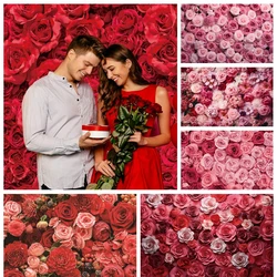 Pink Red Rose Flowers Photography Backdrop Bridal Shower Wedding Ceremony Baby Birthday Party Photocall Background Photo Studio