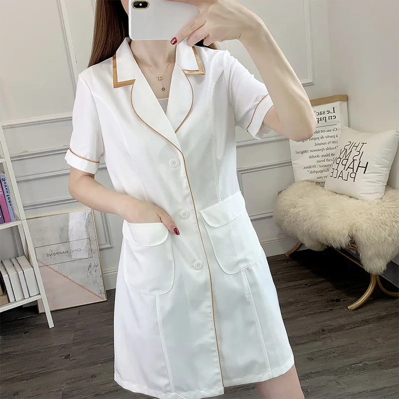 Beauty Salon Overalls Female Doctor Beautician Short Sleeves Summer Work Uniforms