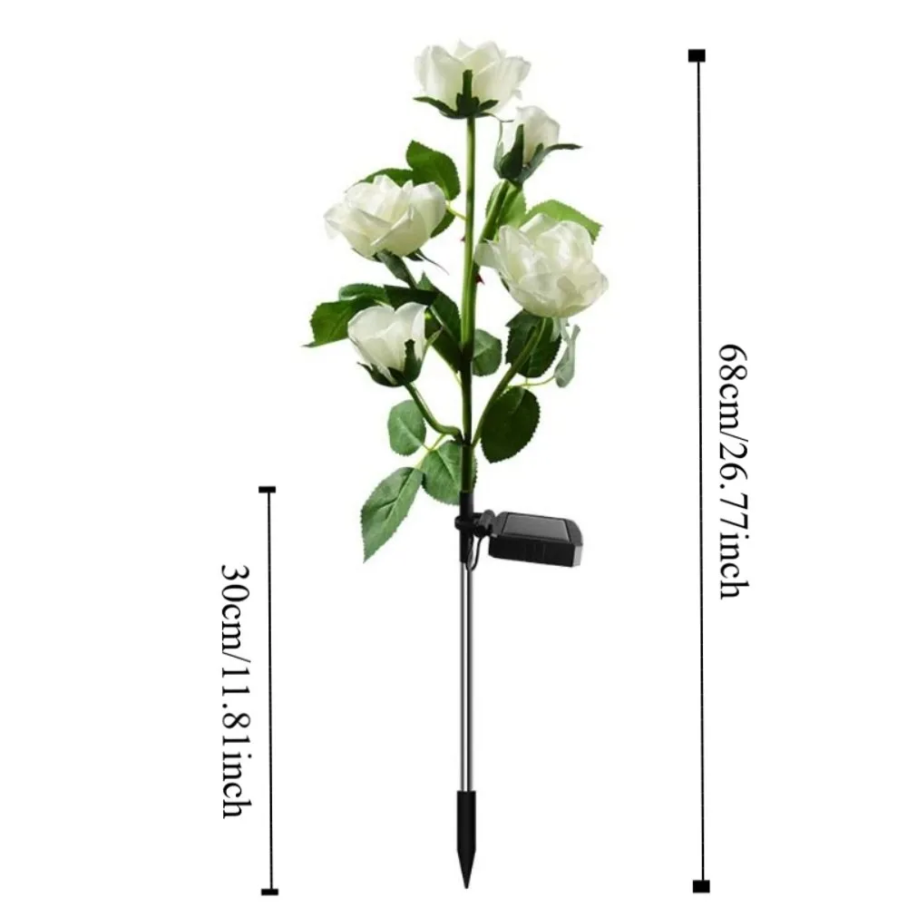 3 رؤساء ضوء زهرة اصطناعية تعمل بالطاقة الشمسية مستشعر الضوء التلقائي في الهواء الطلق ضوء الحديقة الشمسية الأرض الخيالة الضوء الأبيض #5