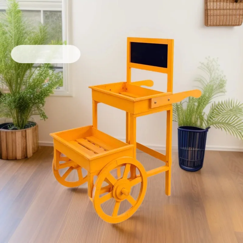 American creative retro old garden balcony flower stand pastoral cafe soft decoration log trapezoidal float