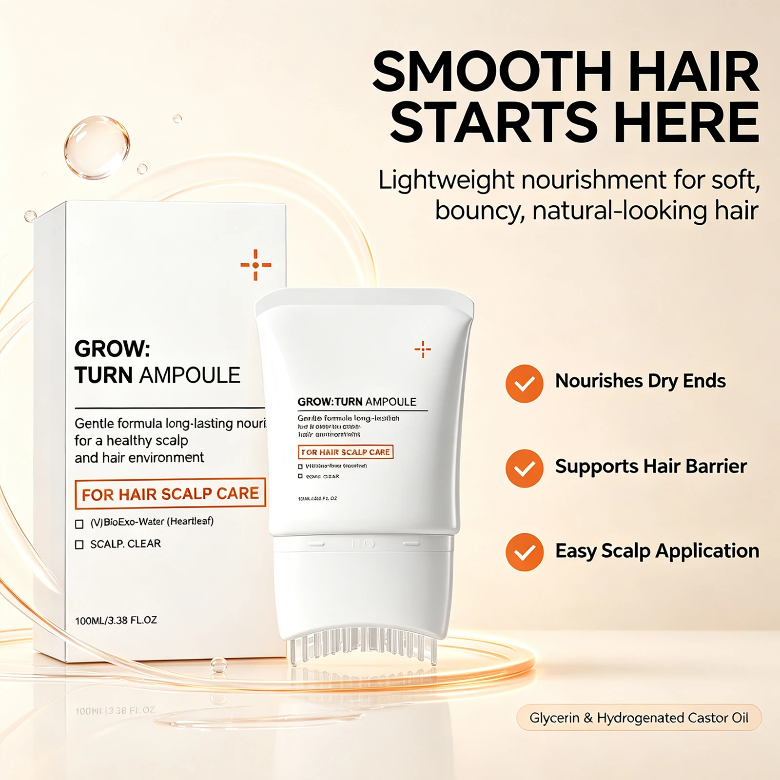 Volumizing Hair Serum with Brush Deep Nourishing Smoothing Scalp Care Essence for Dry Hair Lightweight Non-Greasy