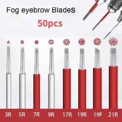 50pcs Round needles Microblading Needles Fog Eyeborw Permanent Makeup Blade Shading  Fog Eyebrow Tattoo Needle for manual pen