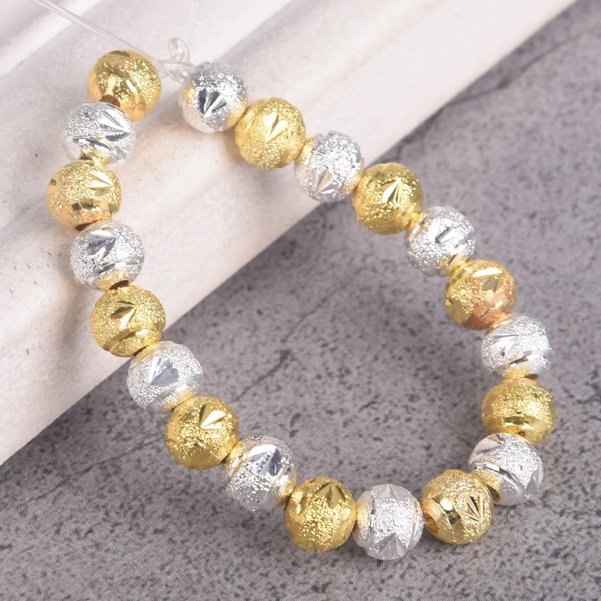 Plated Gold Color Silver Color Round 6mm 8mm Hollow Matte Metal Brass Loose Spacer Beads For Jewelry Making DIY