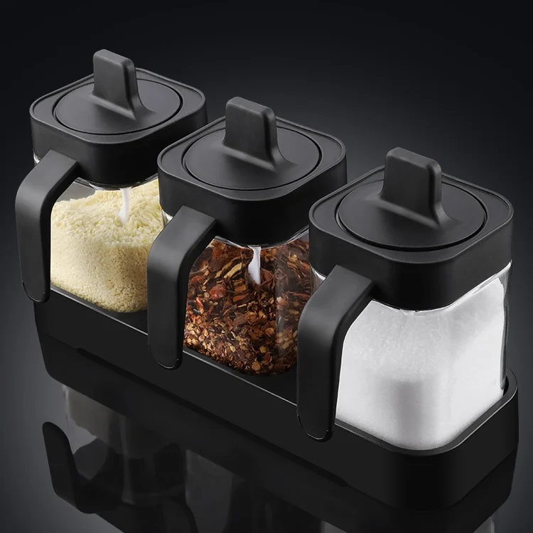 

#For Kitchen seasoning jar large capacity set glass moisture-proof sealed seasoning bottle belt&