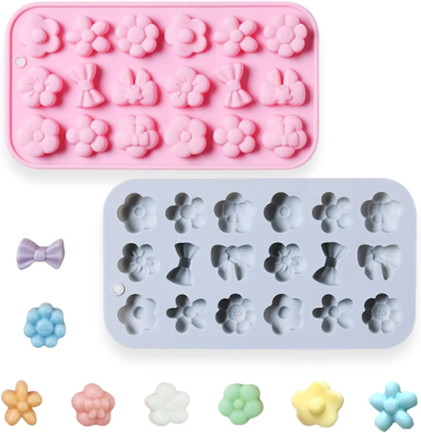 

18 Cavity Flowers Silicone Chocolate Molds Different Flowers Bow Shape Silicone Molds for Candy Chocolate Cake Decorating Tools
