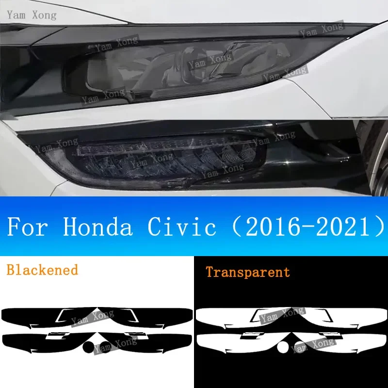 

Auto Exterior Front Light TPU Transparent Protective Film For Honda Civic 10th Gen Headlight Black Sticker PPF Anti-scratch