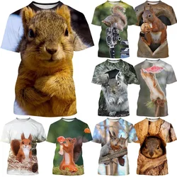 New Fashion Animal Squirrel 3D Printing T-shirt Personality Round Neck Top Unisex Couple Hip-hop Funny Short-sleeved Shirt