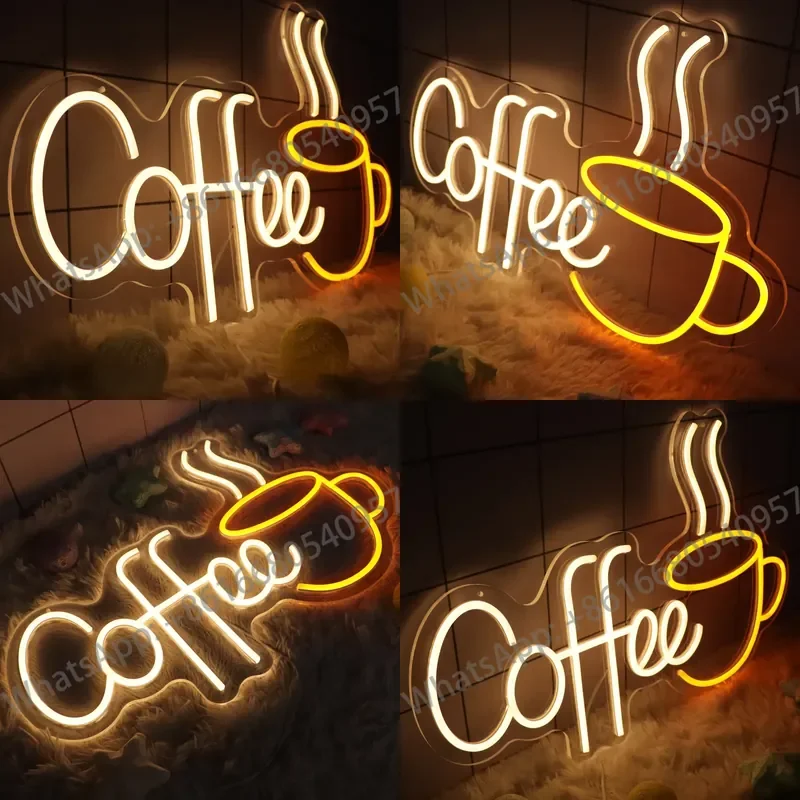 U.S. Warehouse Coffee Shop Neon Sign Store Business logo Design Led Light up Sign Wall Shop Decoration Neon Sign Light