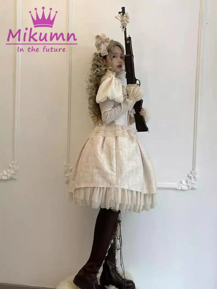 Mikolumn Gothic Lolita koszule damskie Harajuku Y2k koronkowe falbany bufiaste rękawy bluzka damska bluza Vintage Girls Kawaii Mujer topy