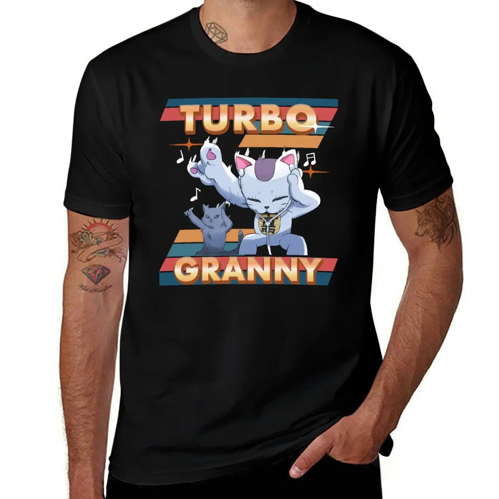 Dandadan Cat Turbo Granny T-Shirt funny costumes man clothes mens graphic t-shirts