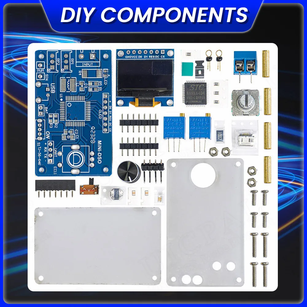 DIY Mini Digital Oscilloscope Electronic Kit STC8K8A MCU with 0.96 Inch OLED DIY Soldering Project Practice Solder Assembly