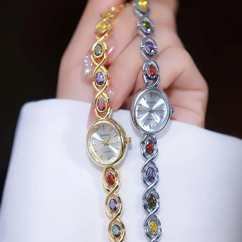 val color treasure rainbow light luxury women's watch classic cute oval women's bracelet watch, give yourself a gift as a friend