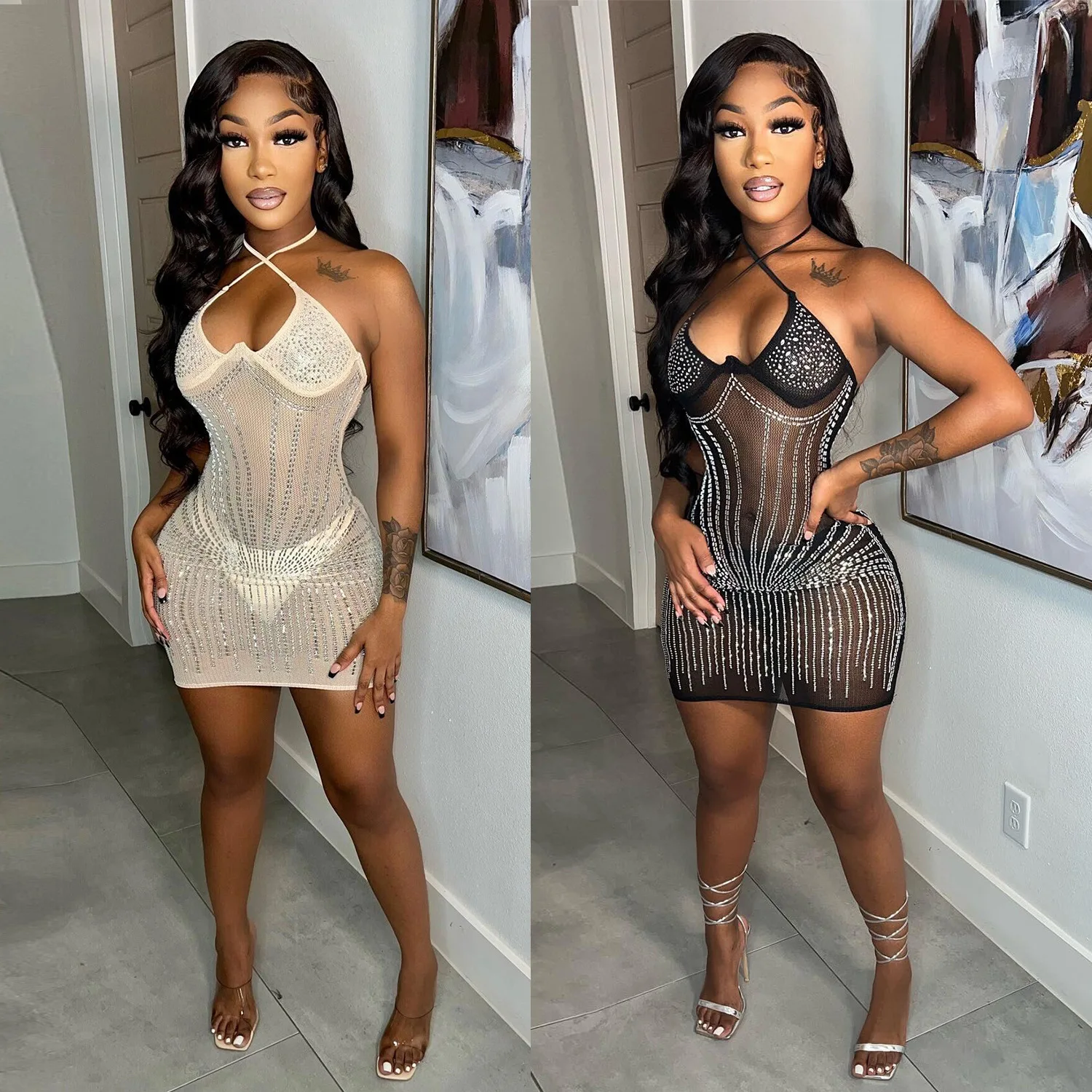 

Сексуальный облегающий топ-платье с блестками и стразами Dr Sk2506, женский блестящий топ с юбкой для вечеринок