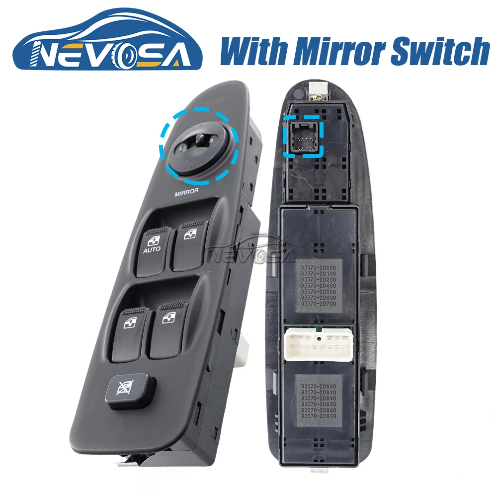 NEVOSA 93570-2D100CA 93570-2D100 Front Left Power Window Control Switch Mirror Button For Hyundai Elantra 2.0L 2001 2002 2006