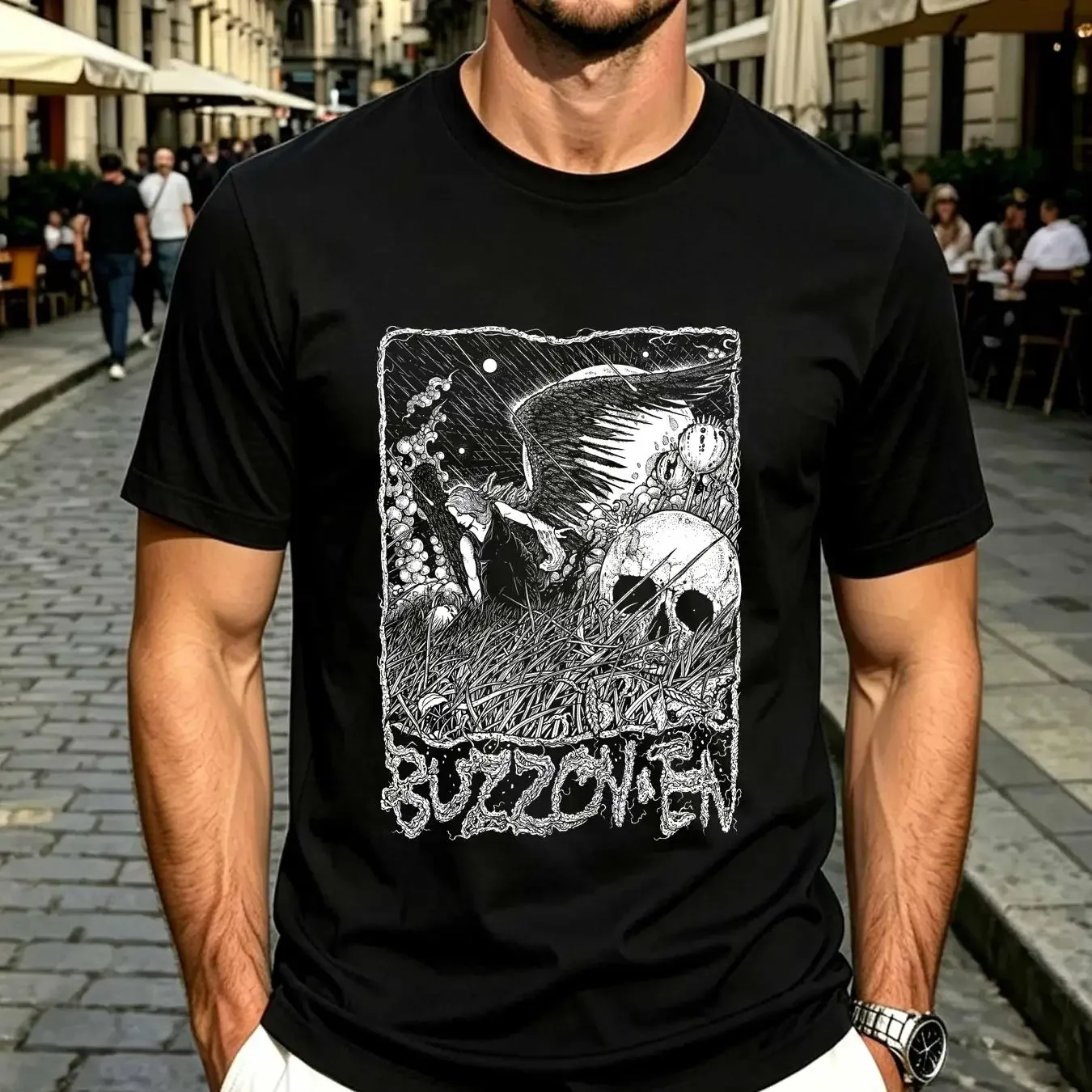 washed T Shirt Best Match Buzzoven Apocalyptic Angel Classic Premium Size S to 2XL vintage Washed homme Casual Versatile