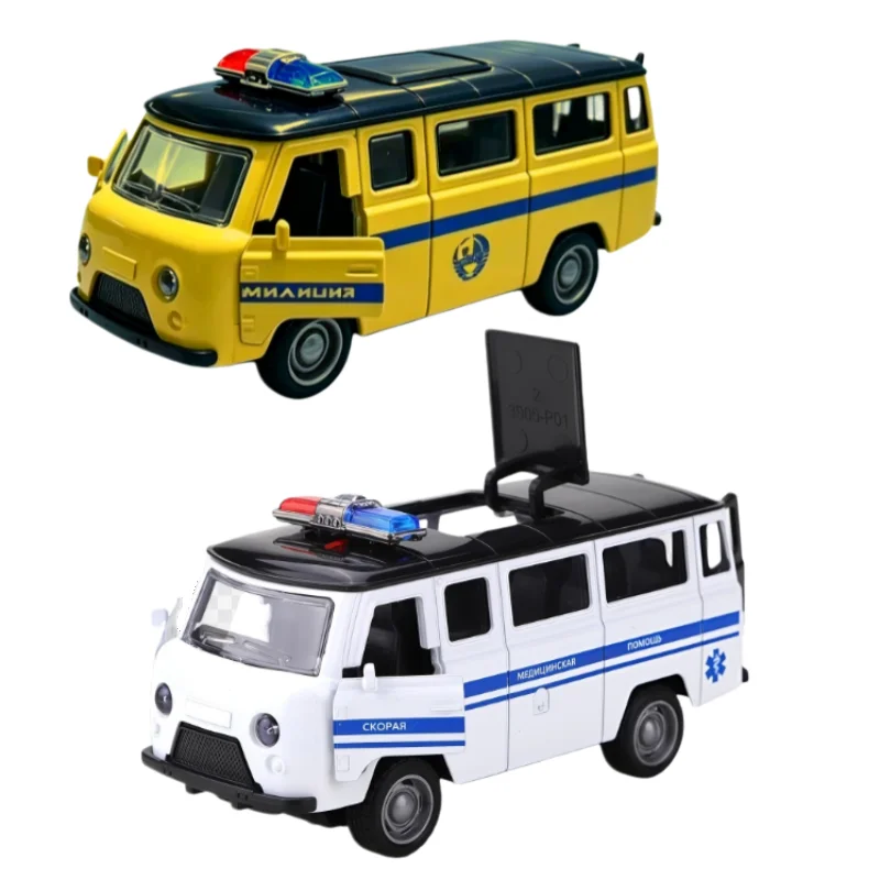 1:36 Scale Van Die-Casting Model, Police Ambulance Alloy Car Toy, Return Force Function, Can Open the Door, Metal Car Model, Sui