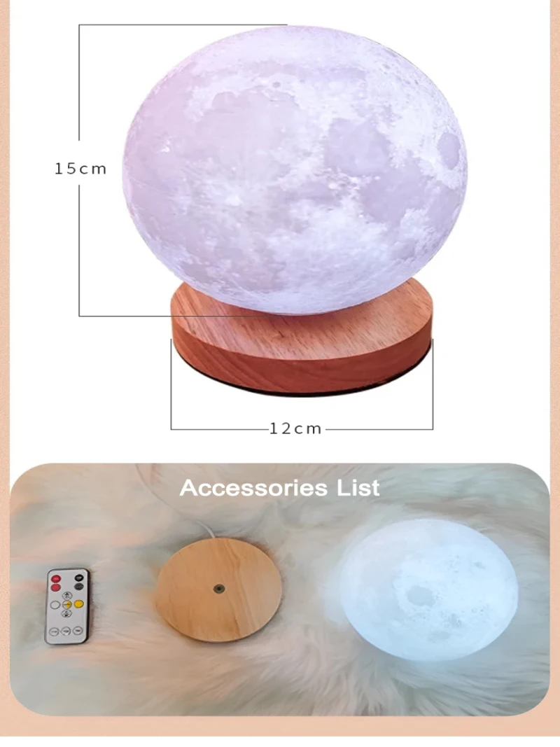 Maglev Moon Lamp 3D Moon Three Color Adjustable Magnetic Levitation Moon Light Spinning Moon Lamp Remote Control