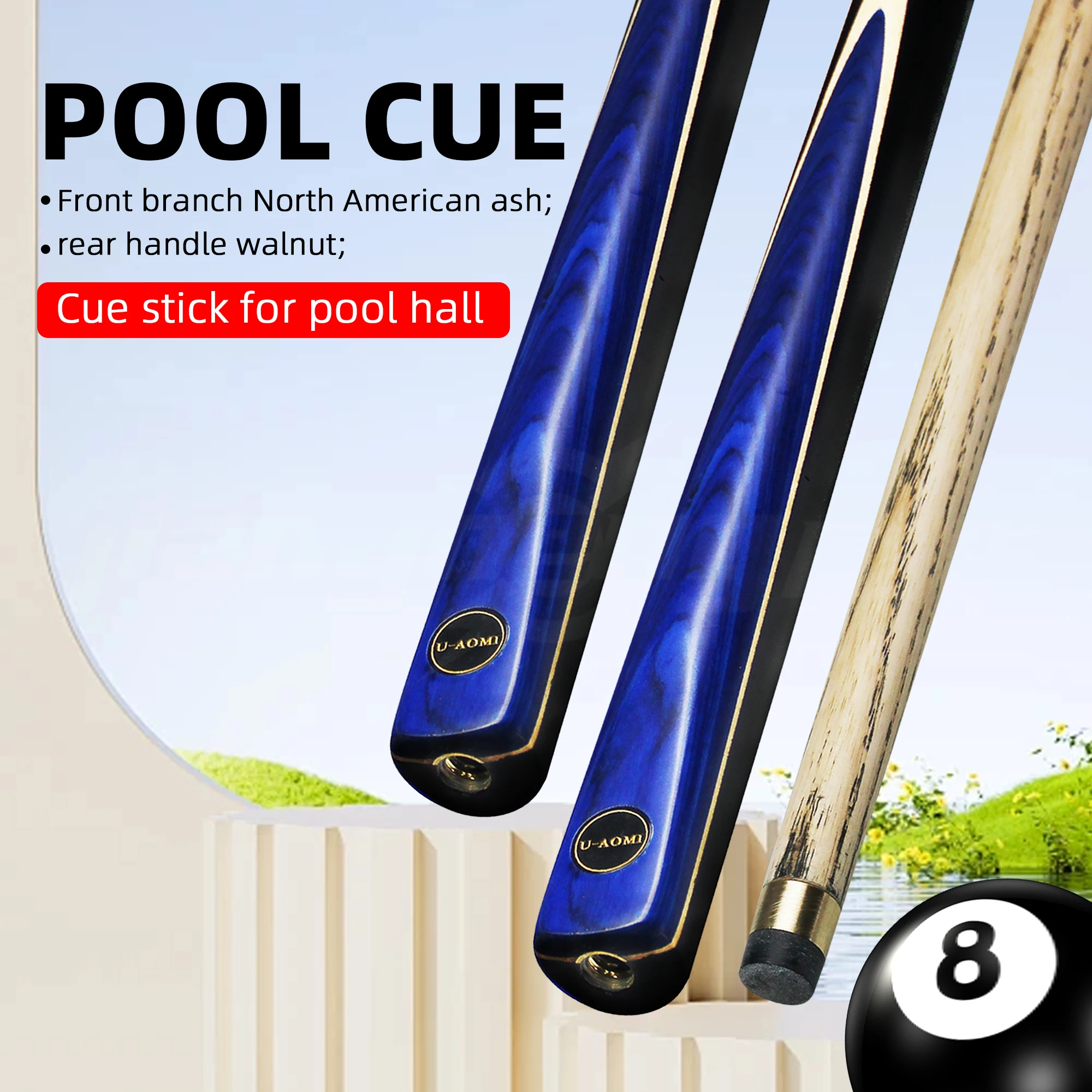 Anti-Explosion Pool Cue 10mm Tip Brass Joint North American Ash Walnut Billiard Cue Stick for Snooker Chinese Pool 16-Ball