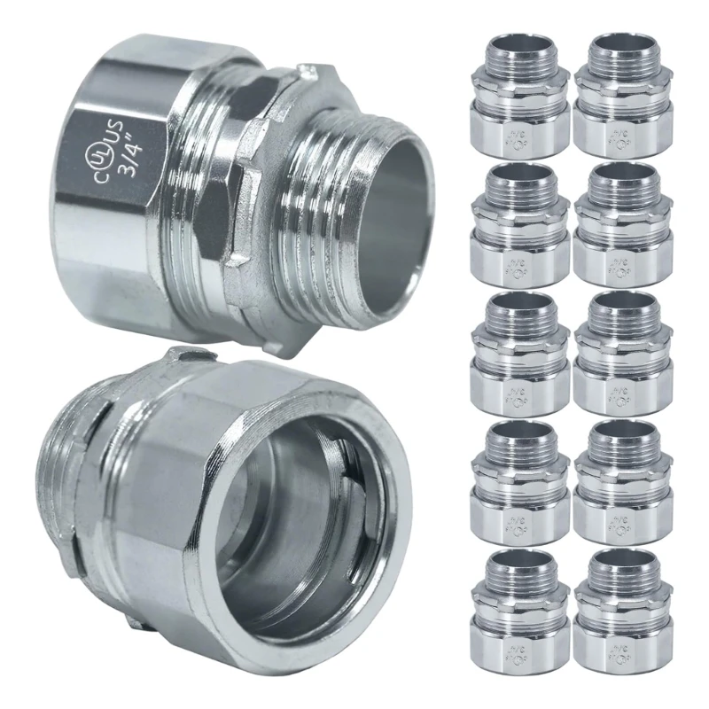 10PCS Steel Conduit Fittings with Spring Lock Easy Installation No Thread Designs Spring Lock set for Hard Metal Pipe 37JD