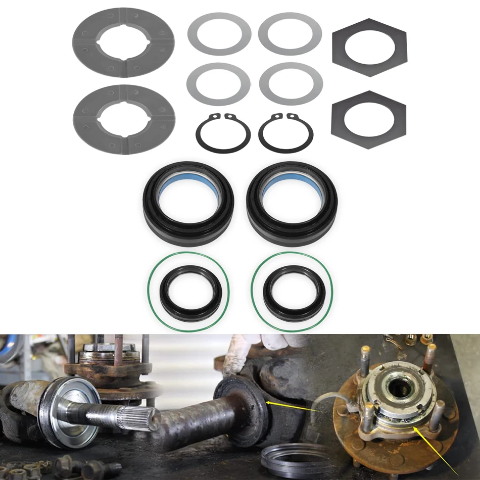 

TML Front Axle Knuckle Tube Seal Kit & Thrust Washer Snap Ring Kit for 50 60 Super Duty F250 F350 Excursion 98-04