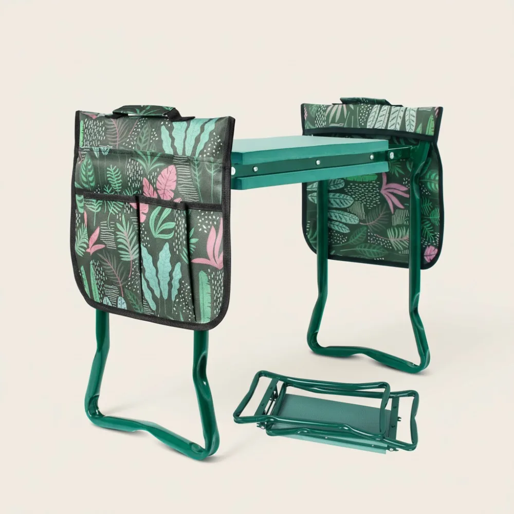 

Heavy Duty Foldable Garden Kneeler Seat Stool with 2 Tool Bags & Soft Pad for Gardening Lovers