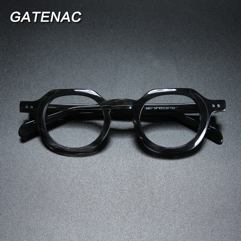 Vintage Acetato Optical Eyeglasses Frame para homens e mulheres, Retro Myopia Prescription Glasses, Small Eyewear, Luxury Brand