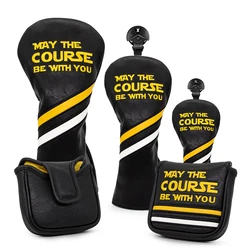 Golf Headcovers popüler Golf sopası başlığı Golf sopası kılıfı nakış Premium deri sürücü Fairway ahşap hibrid numarası etiketleri ile Mallet