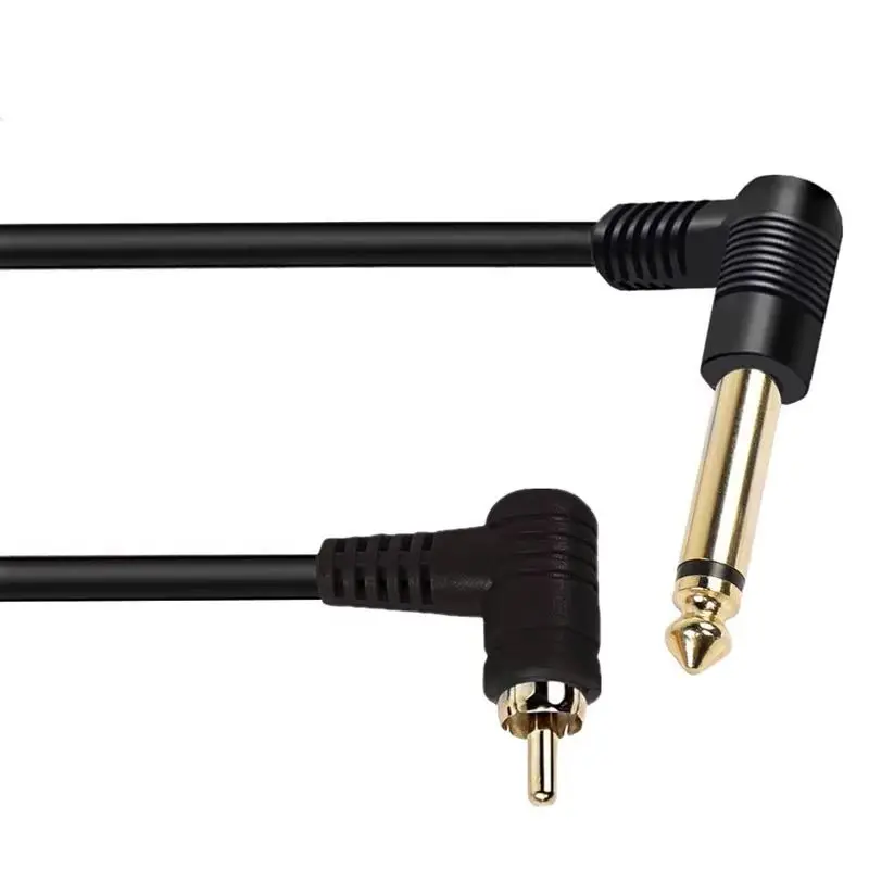 

2m Gold Plated Pure Copper 90 Degree Right Angle RCA Male to 6.35mm Mono Male Speaker Mixer Audio Cable
