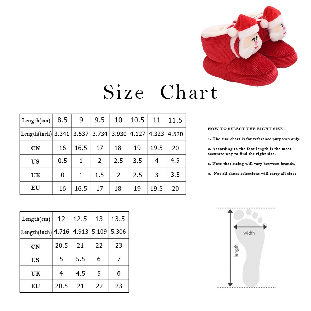 

1Pair Baby Walking Shoes Christmas Infant Xmas Crib Shoes Lightweight Cotton Non-Slip Warm Toddler Footwear Cotton Footwear