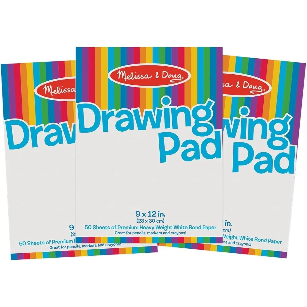 

Melissa & Doug Drawing Paper Pad (9 x 12 inches) - 50 Sheets, 3-Pack - FSC Certified