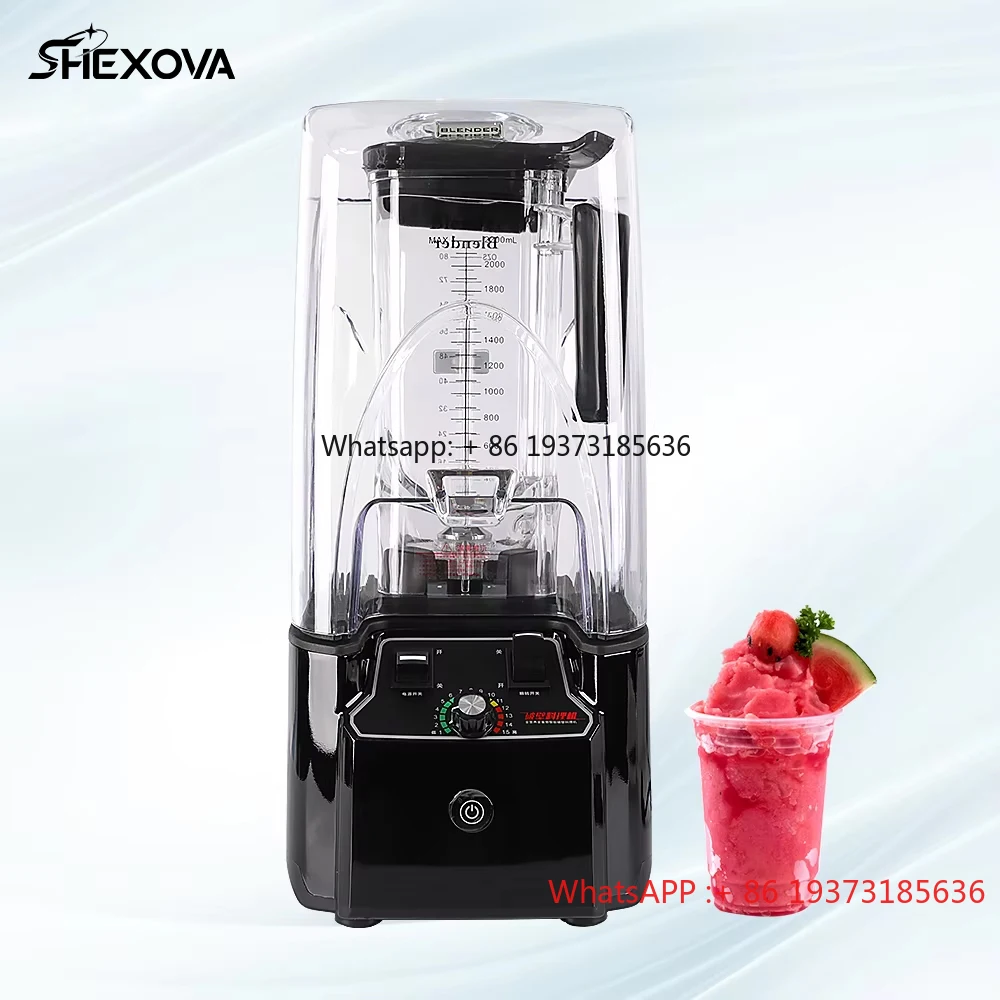 New Design Ice Smoothie Maker With Sound Proof Cover Heavy Duty 110V 220V Tea Shop Smoothie Juicer Shakes Blender