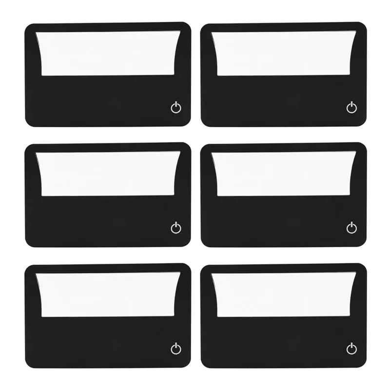 Credit Card Size Lighted 3X Magnifier Bundle Includes 6 Magnifiers, Each Magnifier For Reading Has 3X Lens