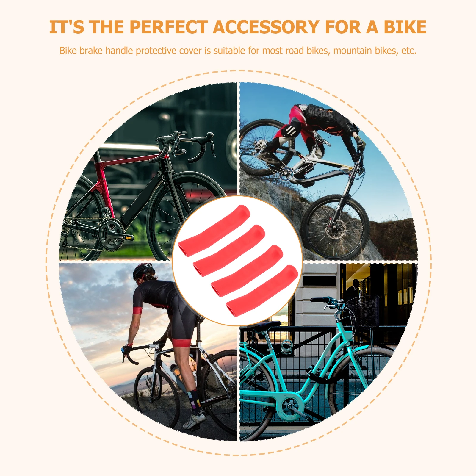 

4Pcs Bike Brake Lever Protective Sleeve Silicone Slip-on Cover for Universal Brake Handle Anti-Skid Waterproof Grip Enhancer
