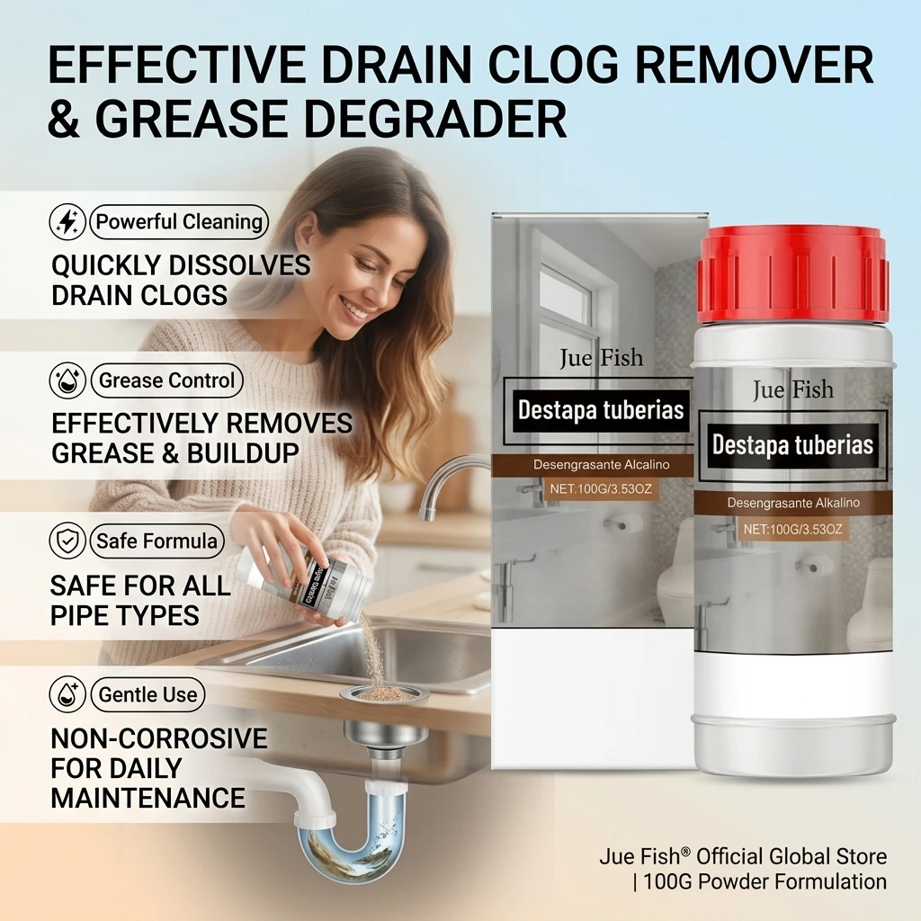 Drain Cleaning Powder Dissolves Hair Grease Food Residue Blockages Eliminate Foul Sewer Odors Fast Acting Pipeline Dredge Agent view 2