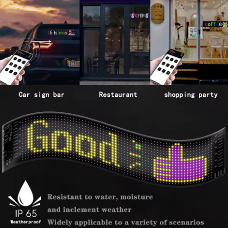 

Светодиодная матричная пиксельная панель USB 5 В RGB автомобильный знак Bluetooth управление приложением гибкий адресный узор граффити прокрутка текстовая анимация