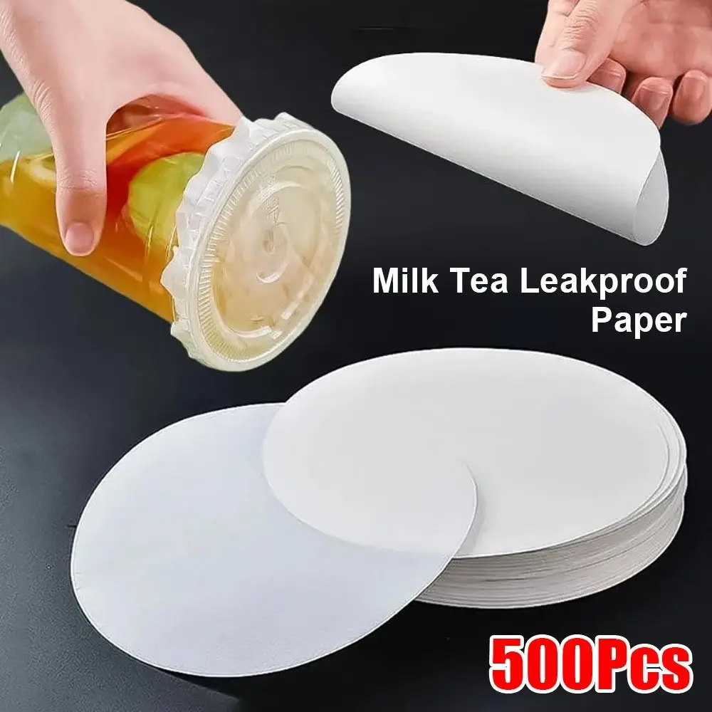 500Pcs Disposable Milk Tea Leakproof Paper 11/12/13/14/15cm Round Leak Proof Paper Leakproof Film Takeaway Packaging Sealing