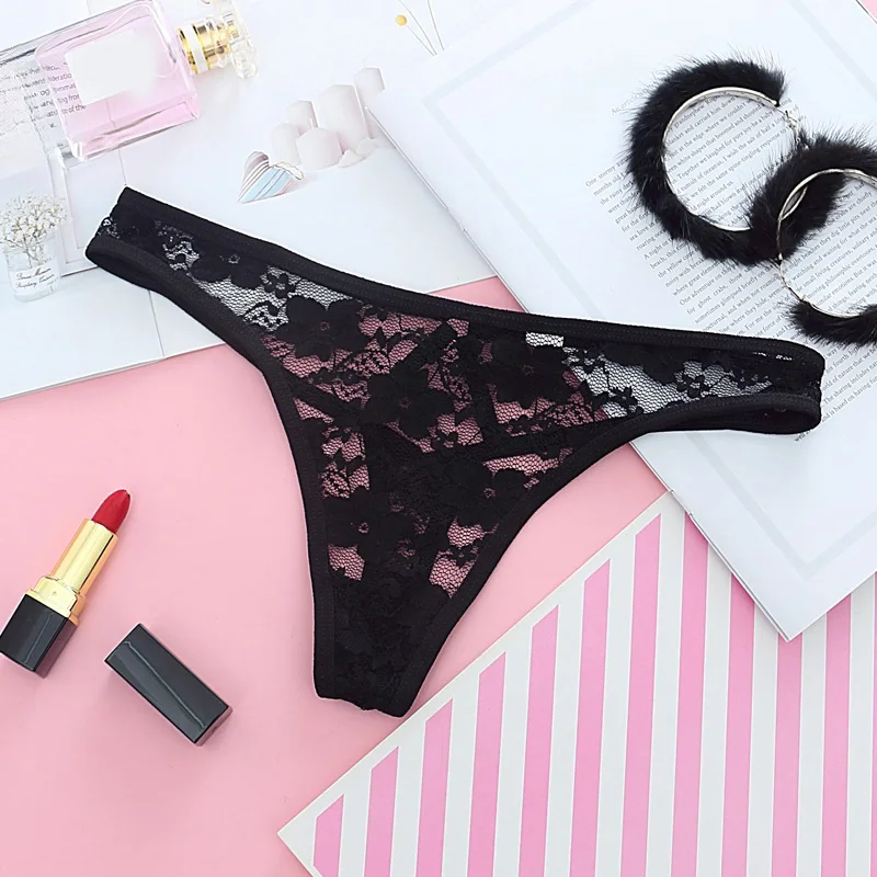 Sexy Lace Panties Thongs Women Underwear Low Waist Briefs lace Trim Girl G-String Circular buckle Sexy Seamless ﻿