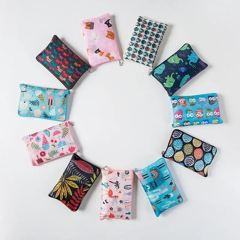 

Grocery Storage Handbag Foldable Flower Tote Pouch Reusable Shopping Bag Womens Zipper Beach Bag Shoulder Pouch
